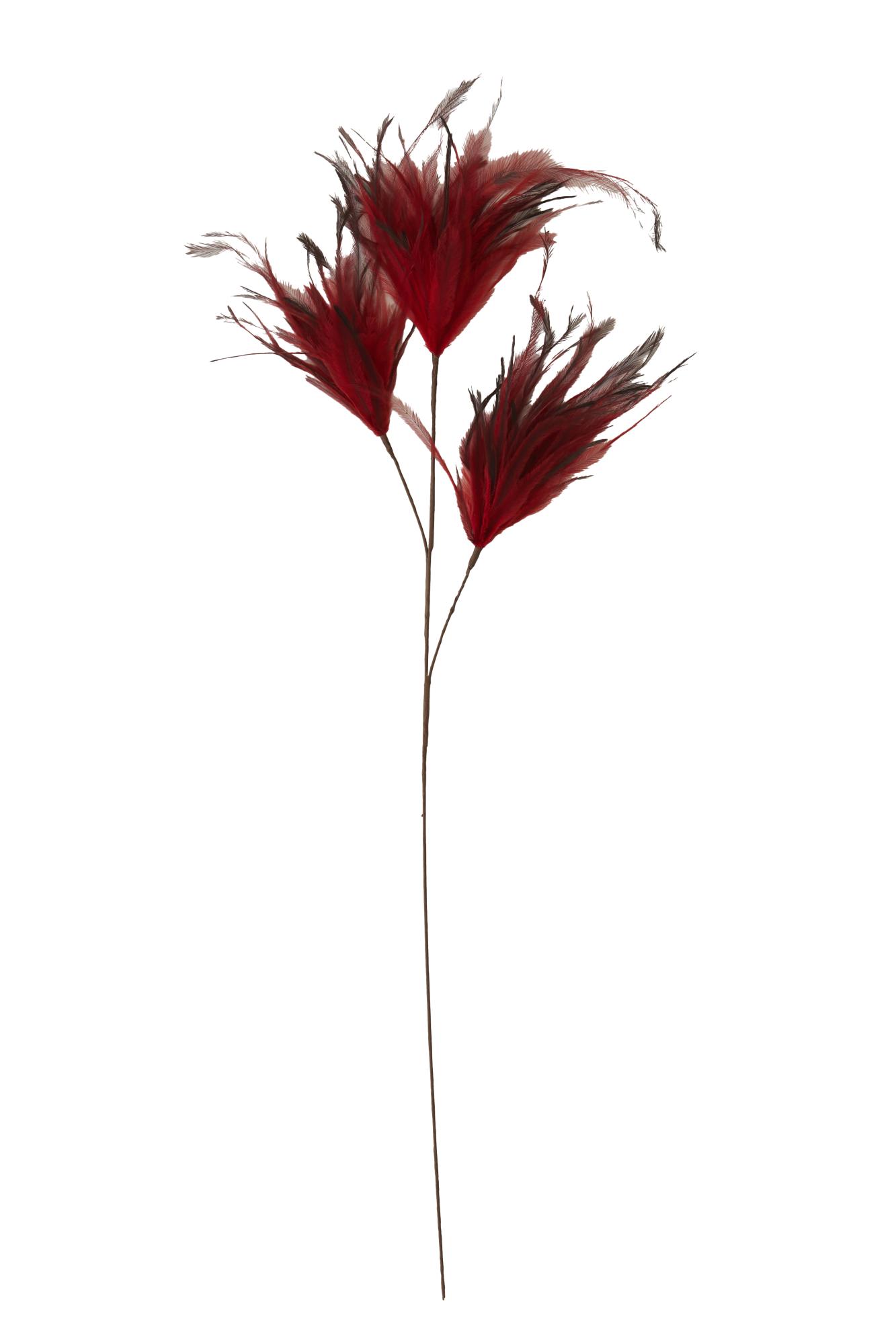 Feather Ornament 3 veren 78 cm rood