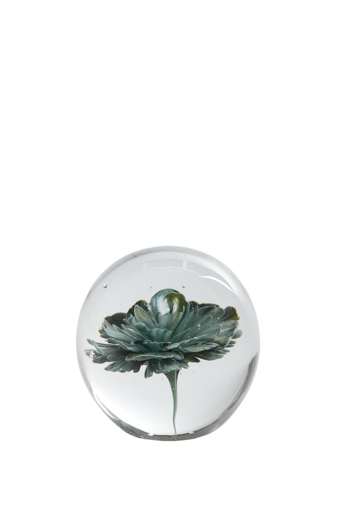 Flower Ornament Ø8x8 cm glas groen