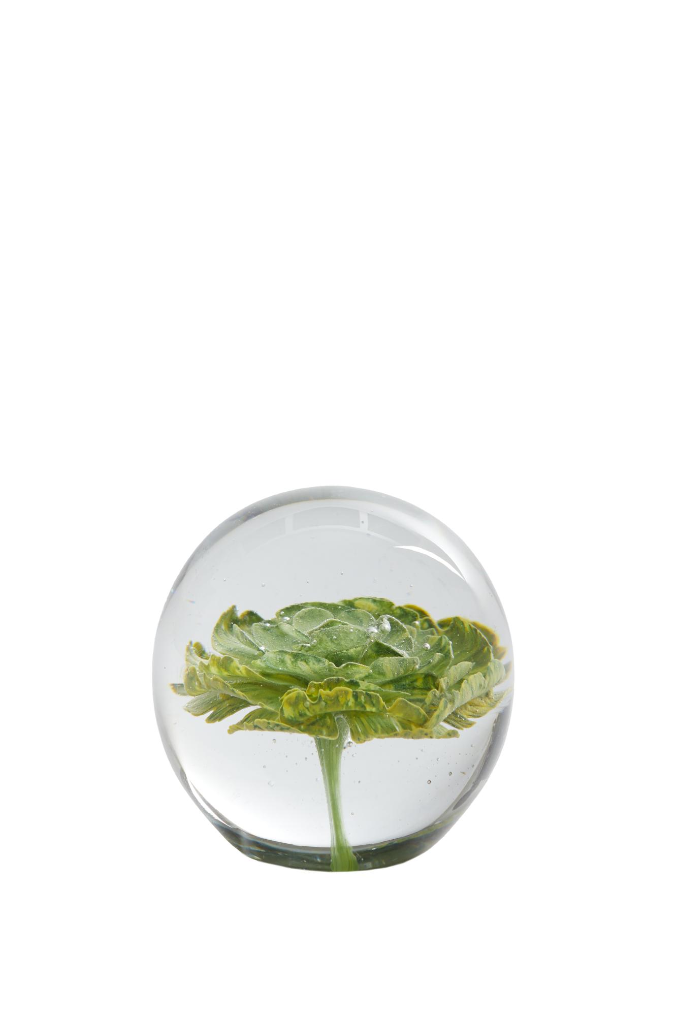 Flower Ornament Ø8x8 cm glas geel