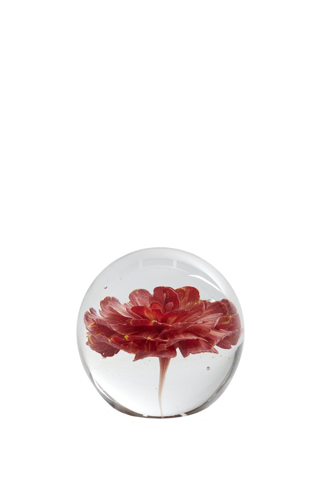 Flower Ornament Ø8x8 cm glas koraal