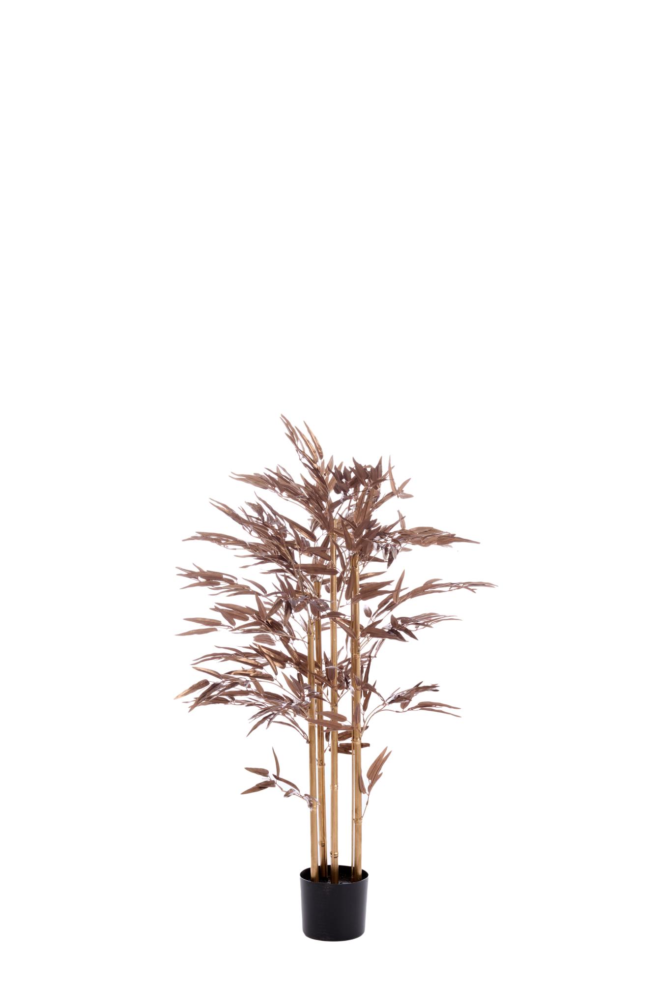 Bambo Ornament in pot 120x70x120 cm metallic donker brons