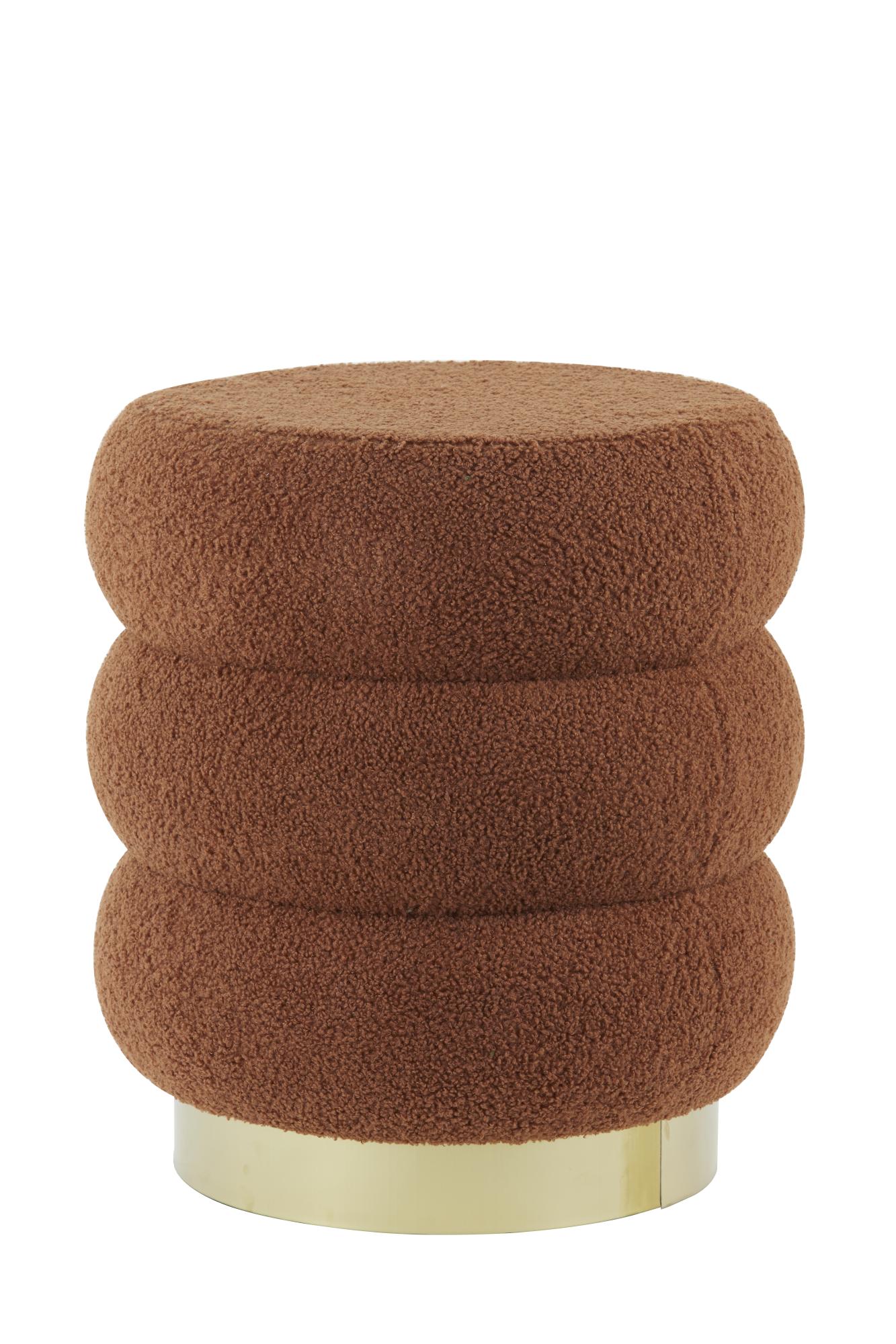 Kimi Poef Ø40x45 cm teddy terra+goud