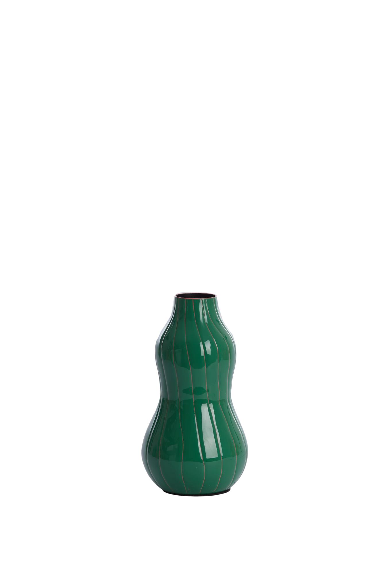 Verla Vaas deco Ø8x15 cm groen+roze