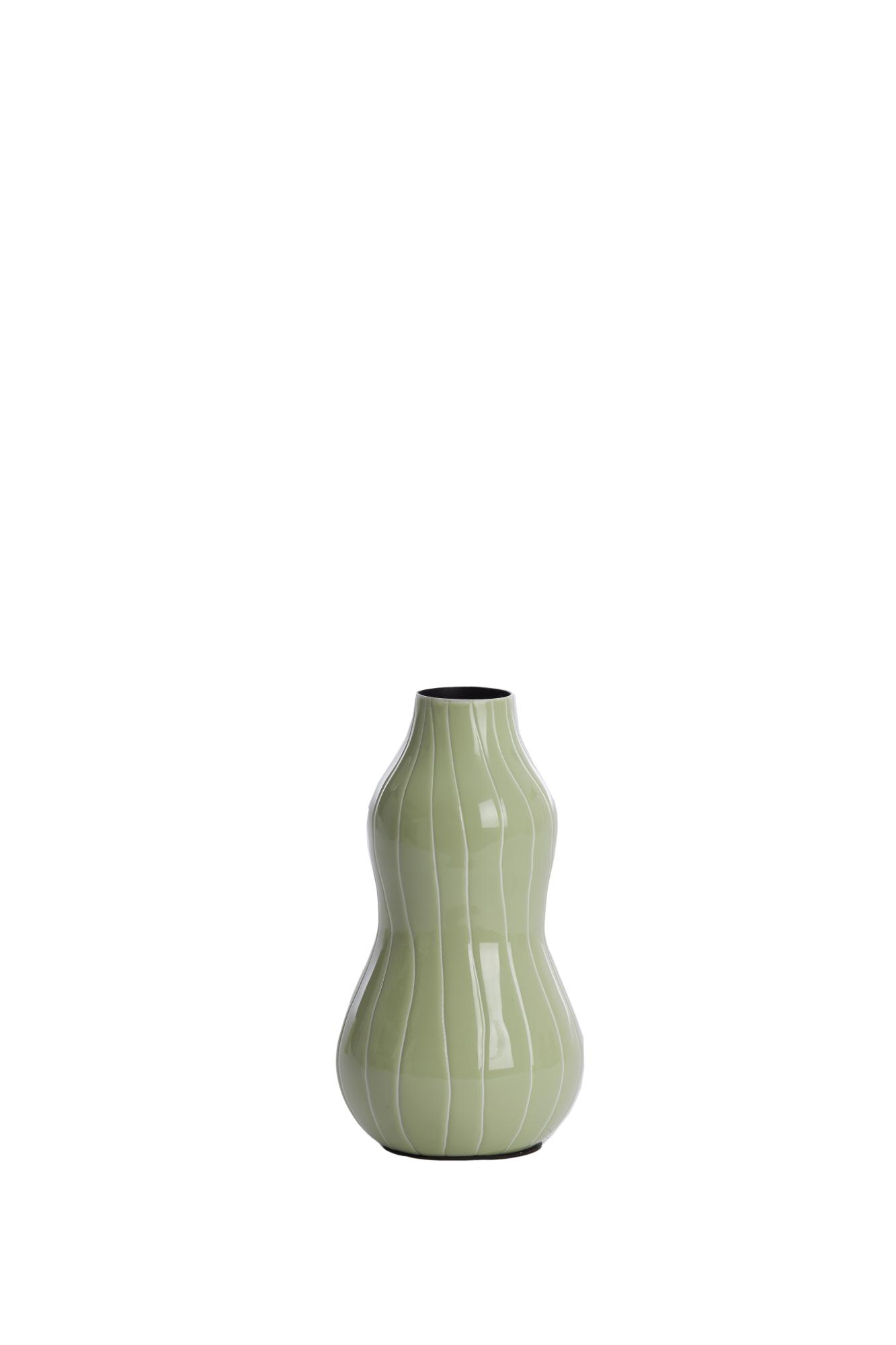 Verla Vaas deco Ø8x15 cm licht mint groen+wit