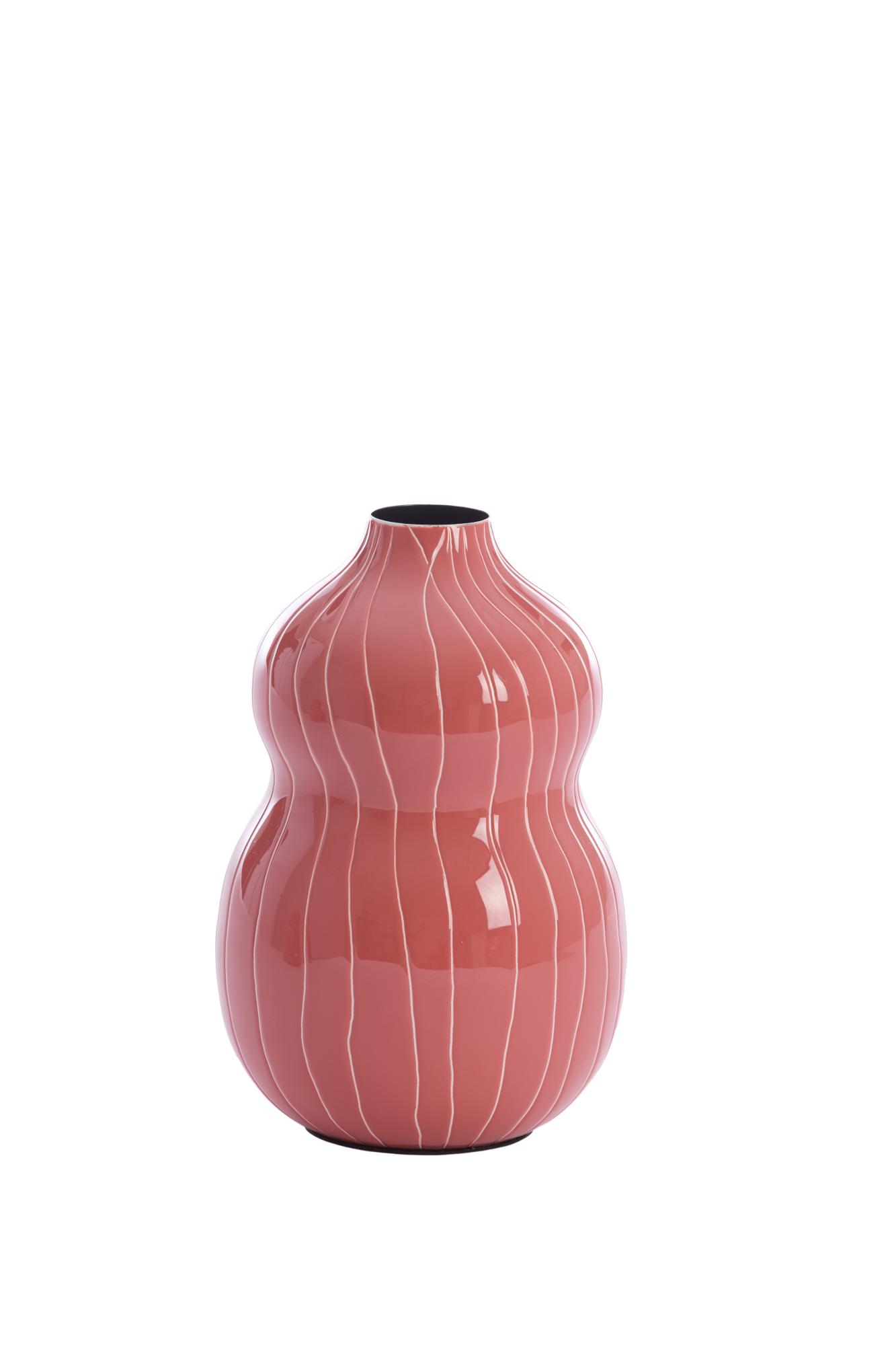 Vadena Vaas deco Ø15x21 cm oud roze+wit