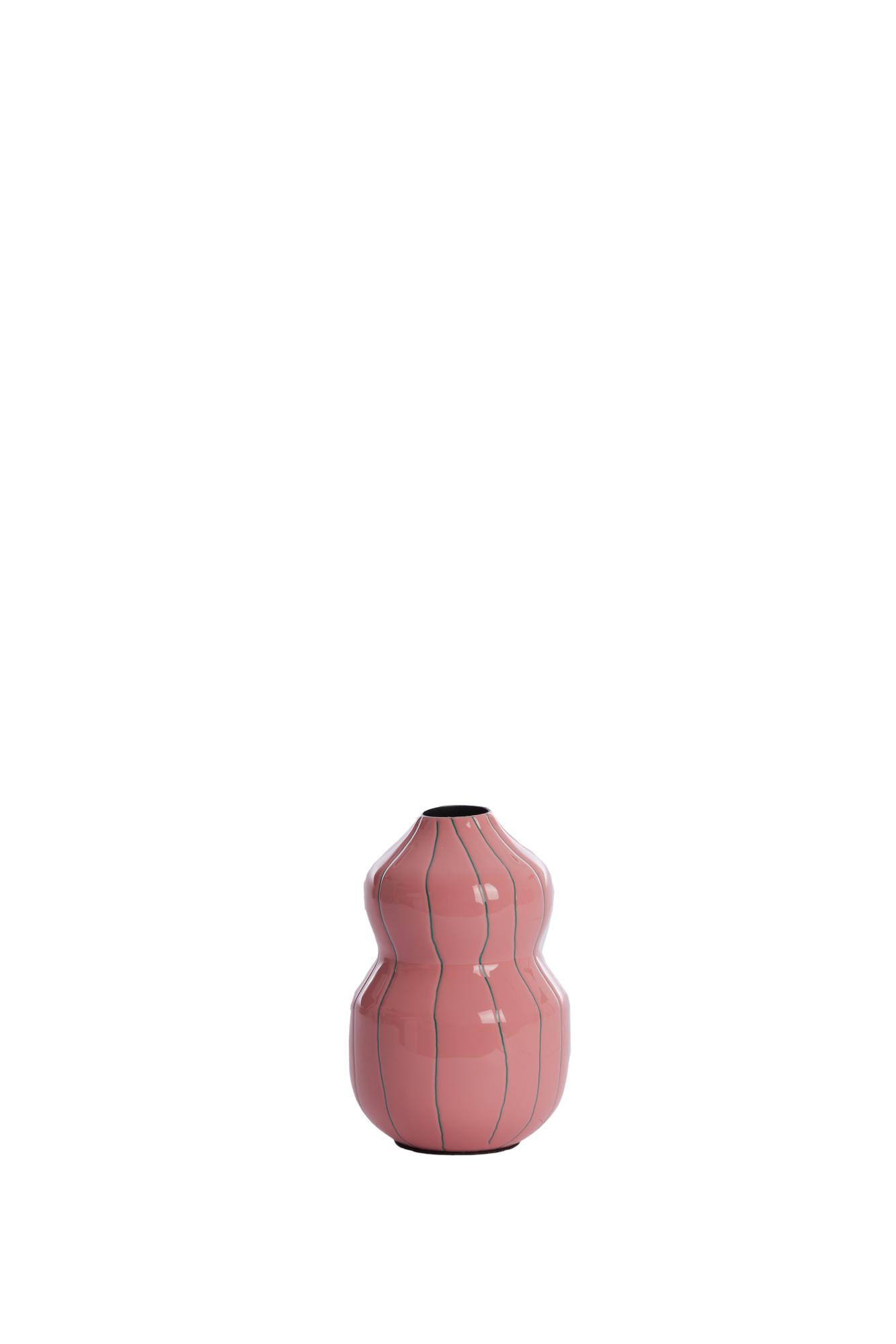 Vadena Vaas deco Ø7x11 cm roze+groen
