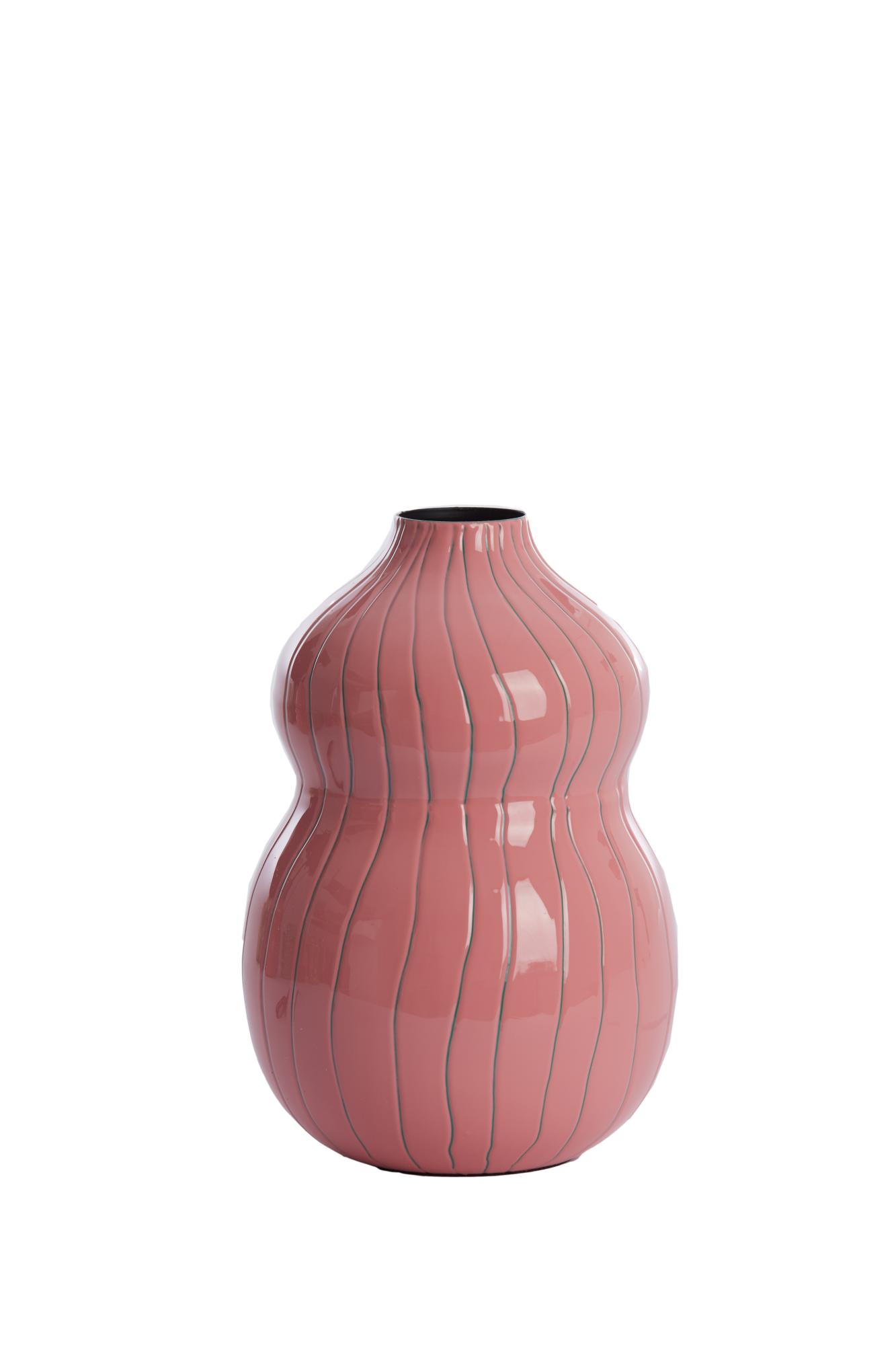Vadena Vaas deco Ø15x21 cm roze+groen