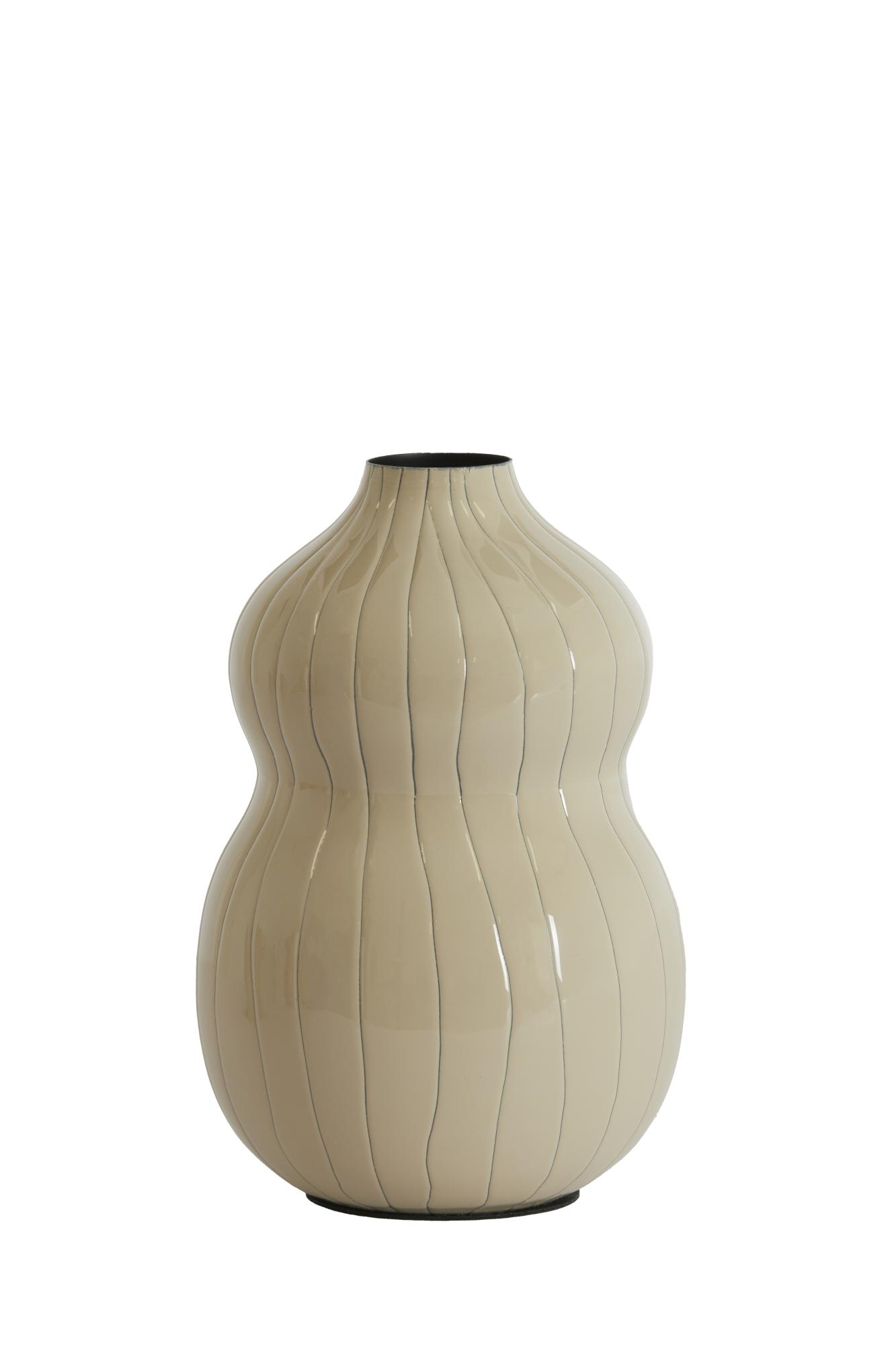 Vadena Vaas deco Ø15x21 cm crème+donker bruin