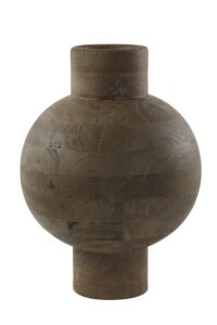 Barumi Vaas deco Ø33x45 cm hout mat roodbruin