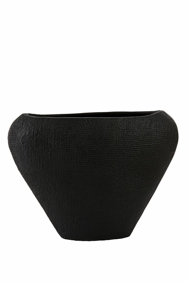 Mayoro Vaas deco 38x12x28 cm mat zwart