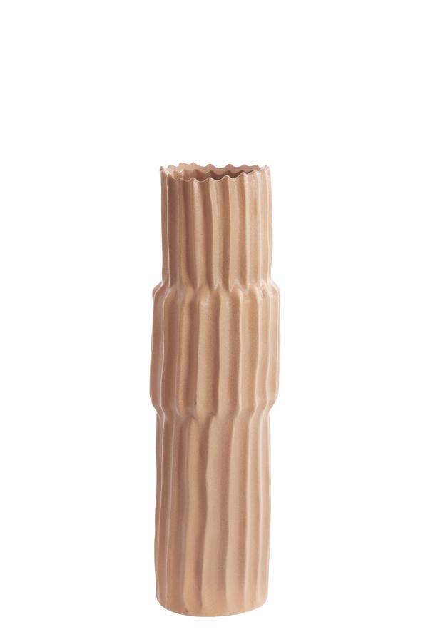 Longa Vaas deco Ø17x58 cm keramiek cognac bruin