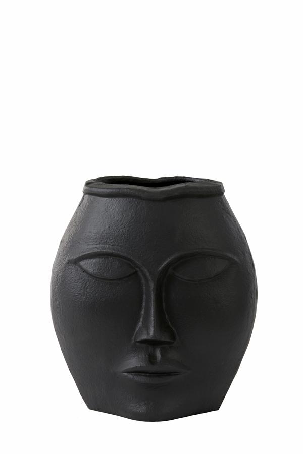 Face Vaas deco 25x15x27 cm mat zwart