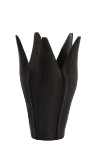 Tulpia Vaas deco Ø18x30 cm hout mat zwart