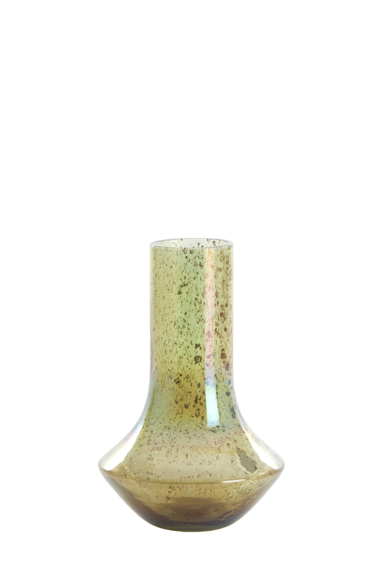 Leanna Vaas Ø18x27 cm glas steenslag groen
