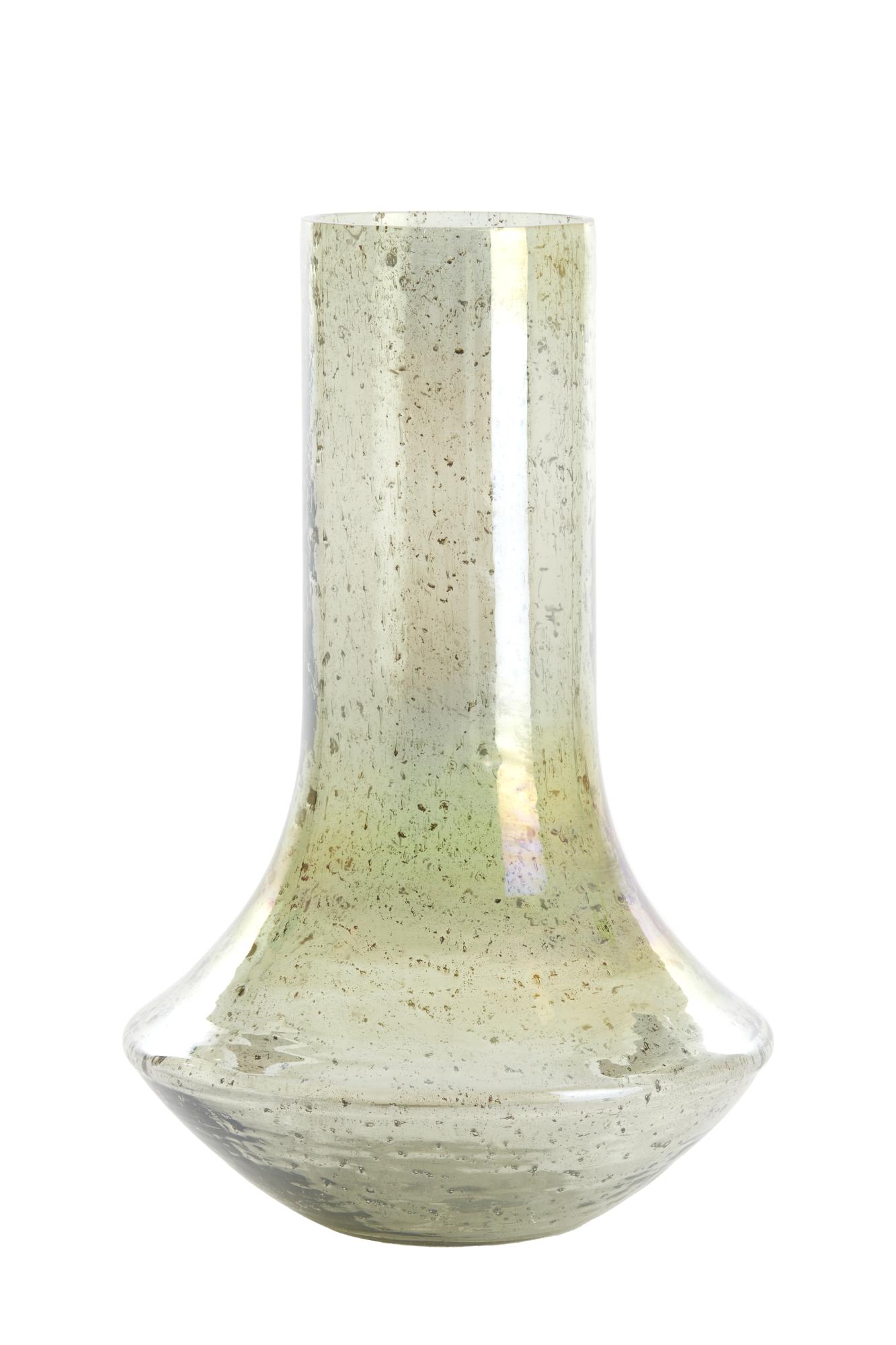 Leanna Vaas Ø25x40 cm glas steenslag groen