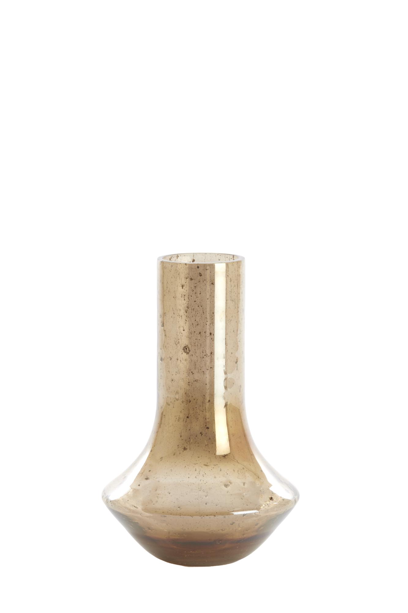 Leanna Vaas Ø18x27 cm glas steenslag amber