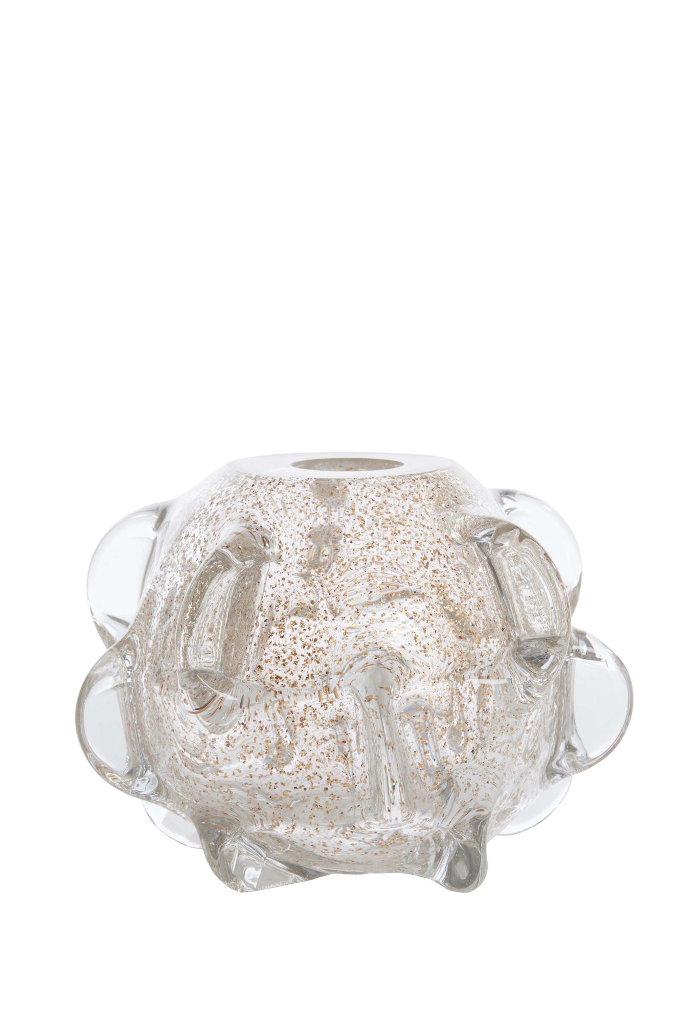 Sinyari Vaas Ø20x15 cm glas transparant+glitter zand