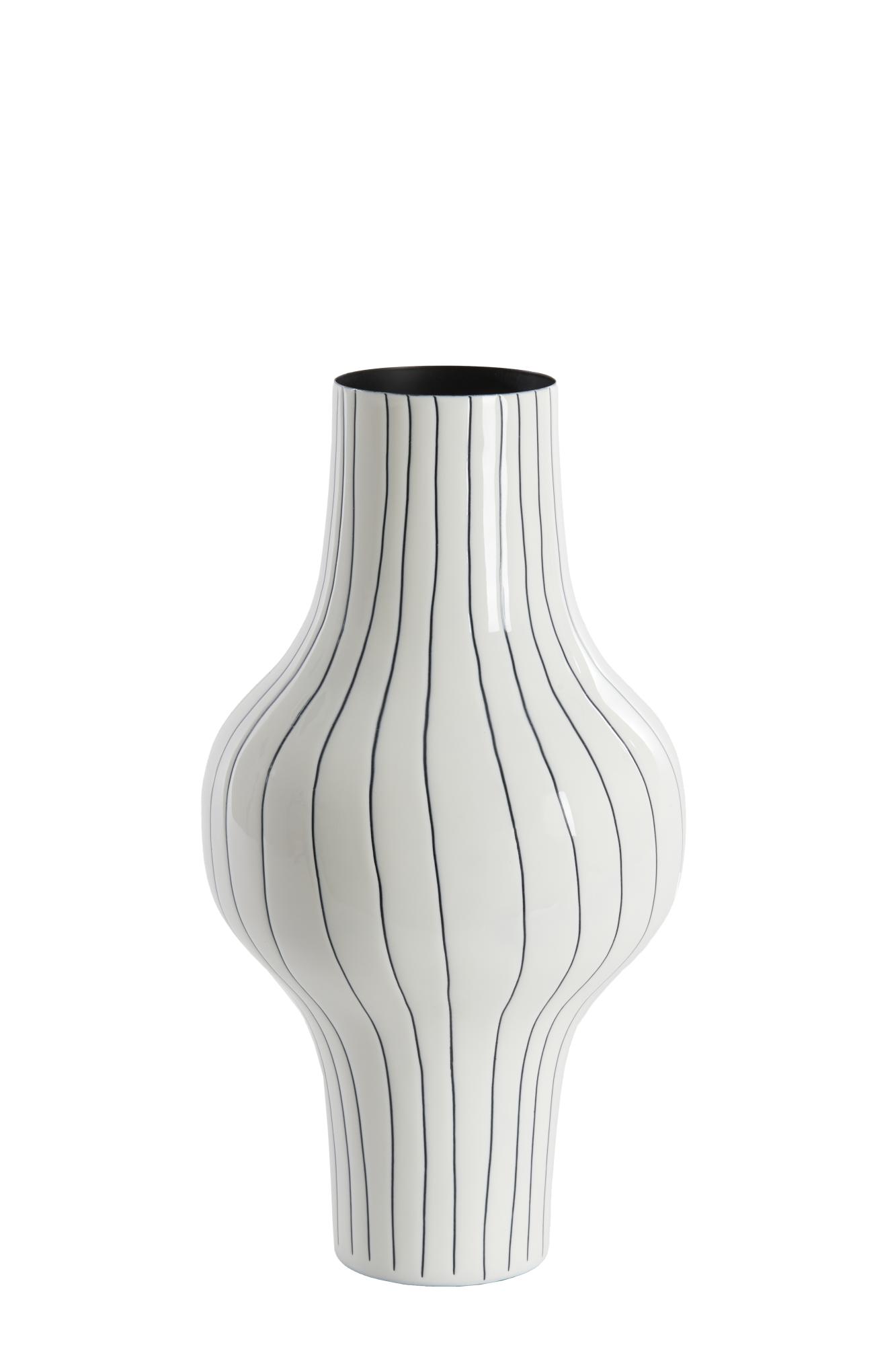 Sindon Vaas deco Ø22x40 cm glanzend wit+zwart