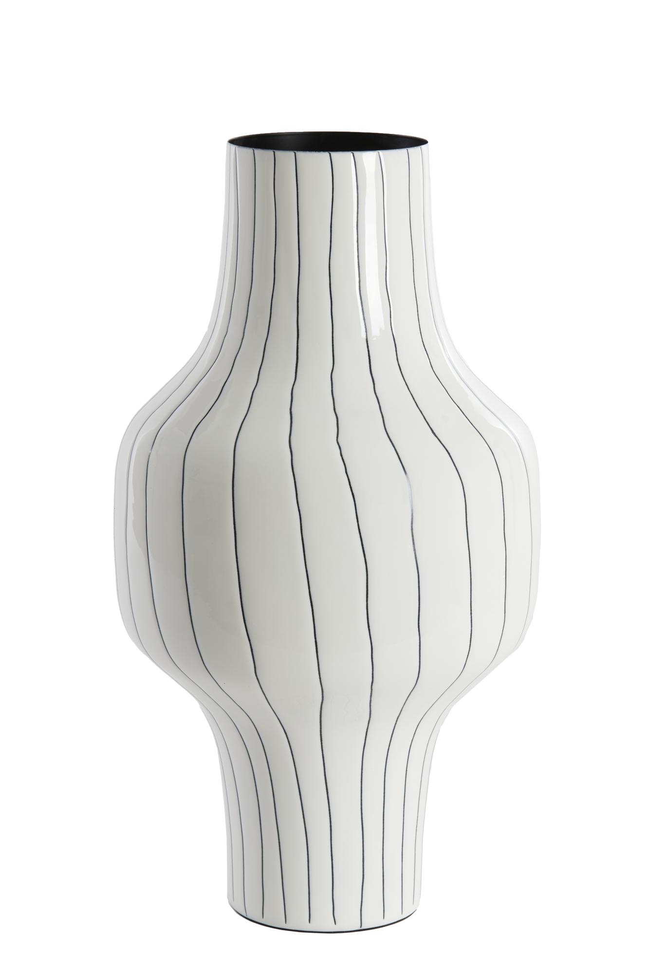 Sindon Vaas deco Ø27x49 cm glanzend wit+zwart