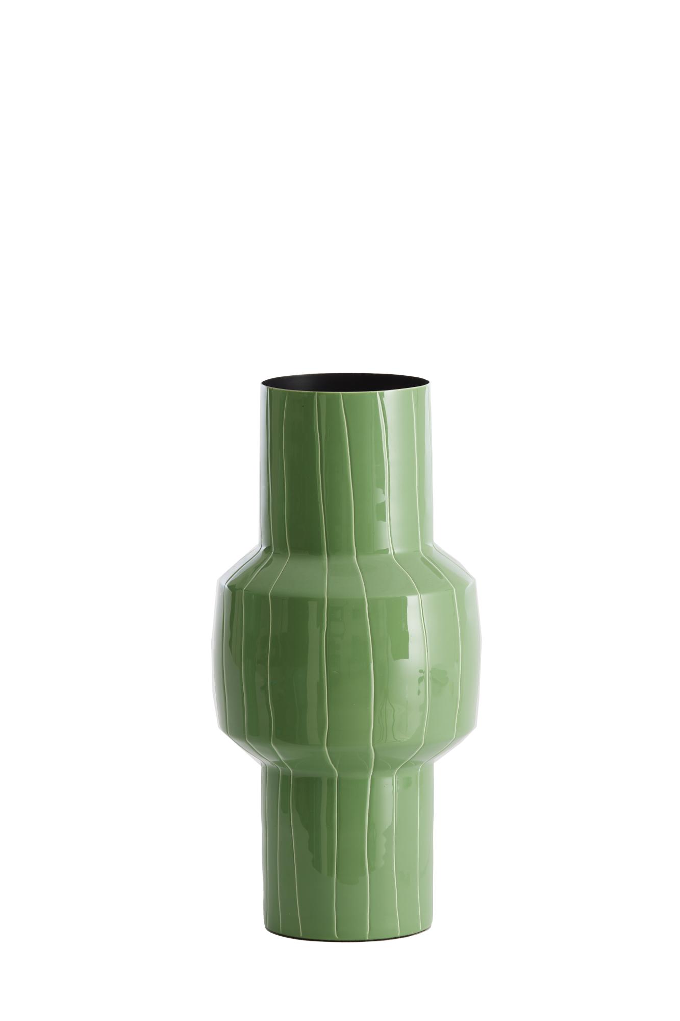 Senuma Vaas deco Ø16x33 cm glanzend mint groen+wit
