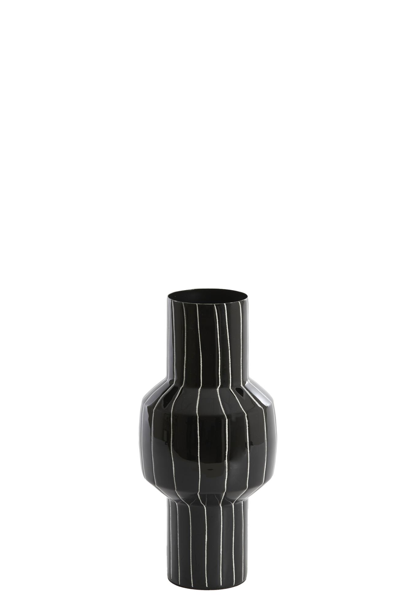 Senuma Vaas deco Ø14x30 cm glanzend zwart+wit