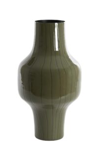 Sindon Vaas deco Ø27x49 cm glanzend donker olijf groen+zwart