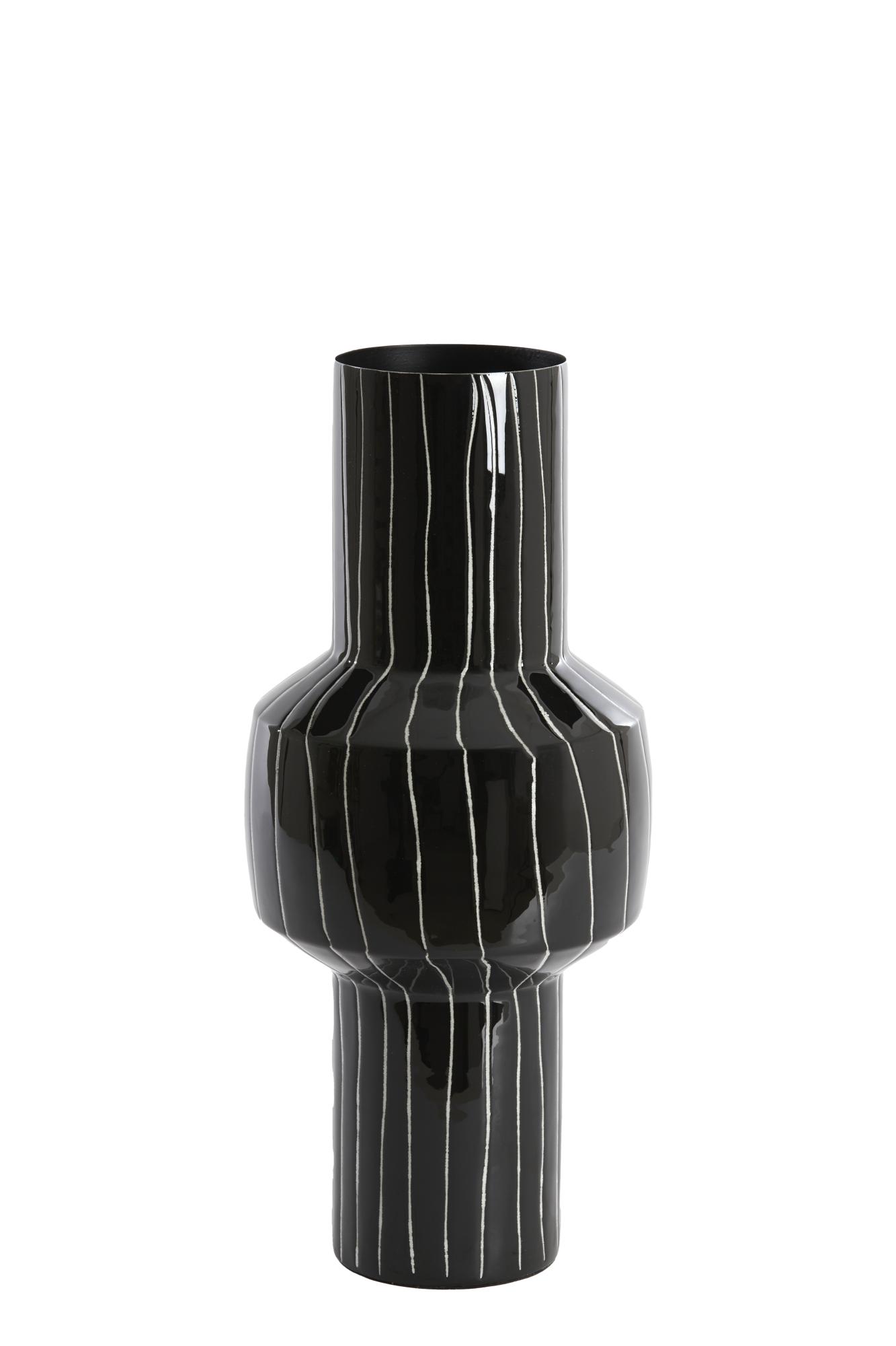Senuma Vaas deco Ø18x42 cm glanzend zwart+wit