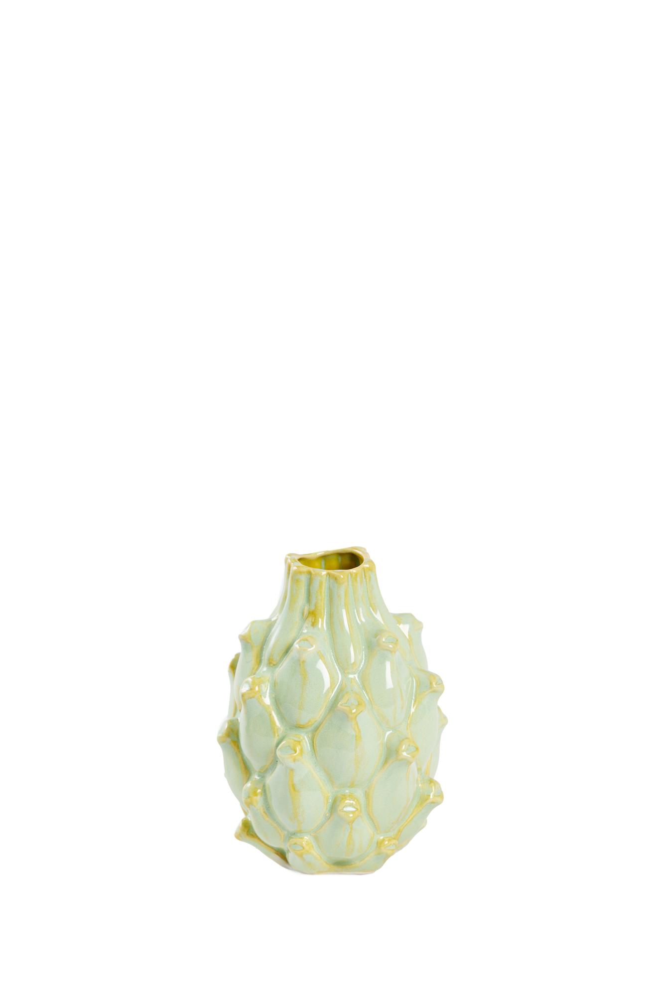 Taya Vaas deco Ø10x13 cm keramiek geel-groen