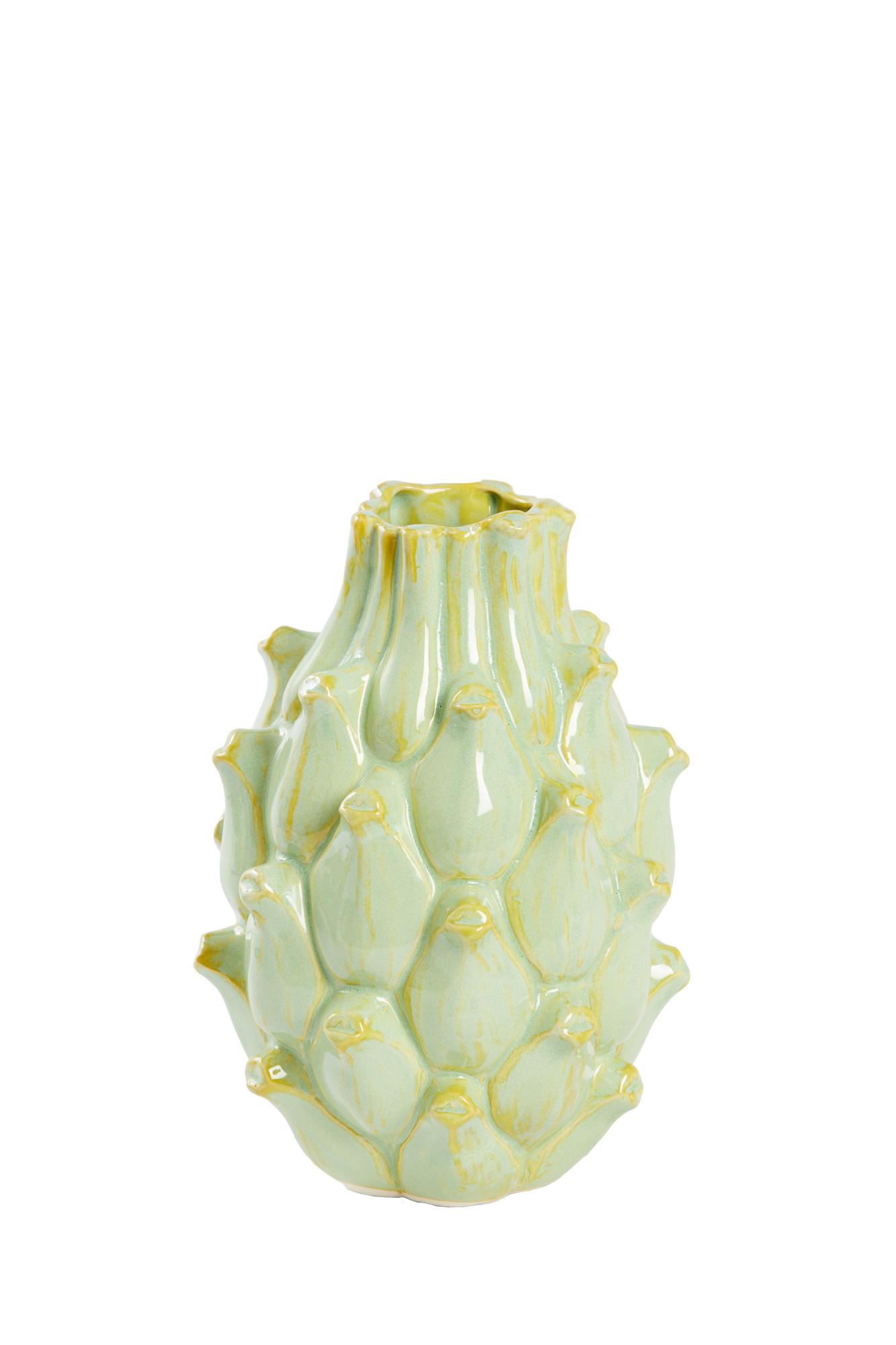 Taya Vaas deco Ø16x21 cm keramiek geel-groen
