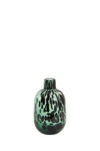 Dakar Vaas Ø9x15 cm glas groen-zwart