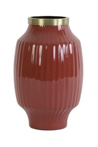 Dazou Vaas deco Ø23x37 cm bordeaux+antiek brons