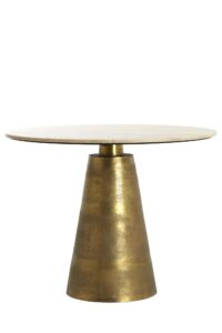 Ynez Eettafel Ø120x78 cm travertin zand+antiek brons