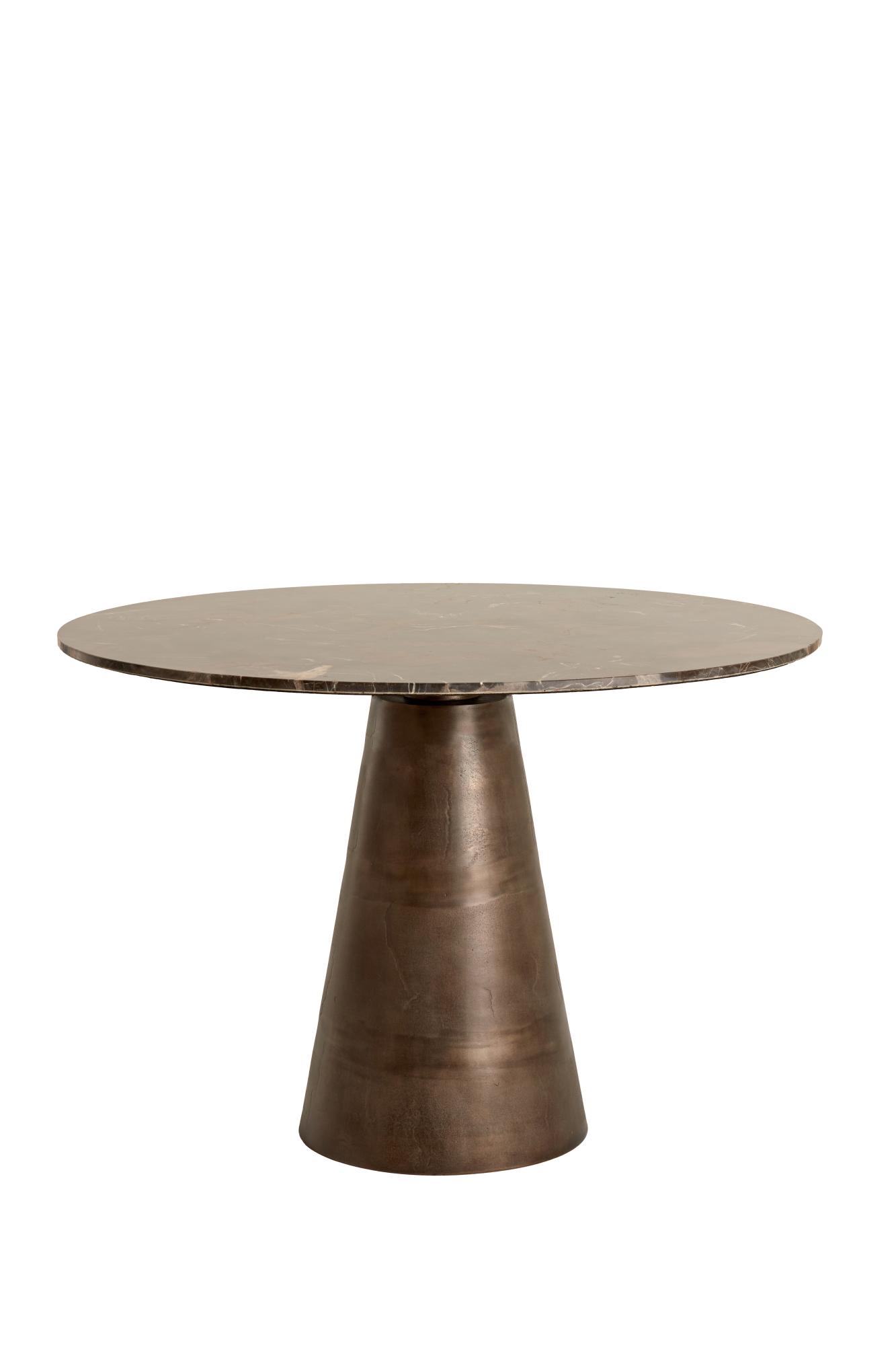 Ynez Eettafel Ø100x78 cm donker bruin marmer+donker bruin