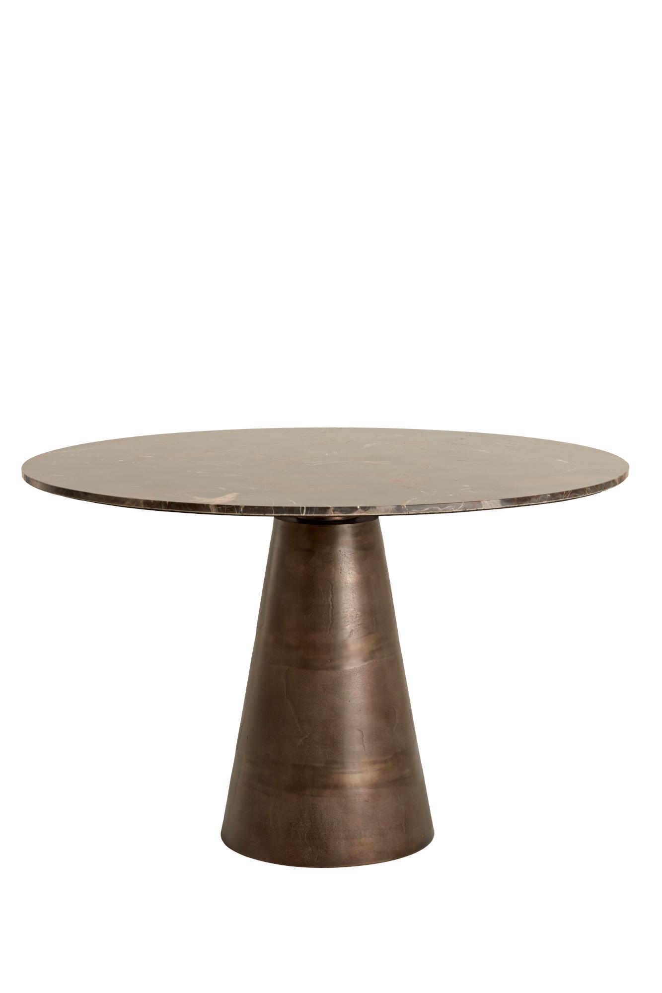 Ynez Eettafel Ø120x78 cm donker bruin marmer+donker bruin