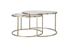 Duarte Salontafel S/2 Ø65x39+Ø75x44 cm gls bruin+licht goud