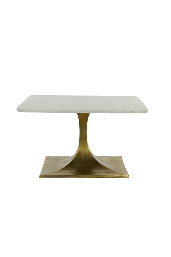 Rickerd Salontafel 70x70x39 cm wit marmer+antiek brons
