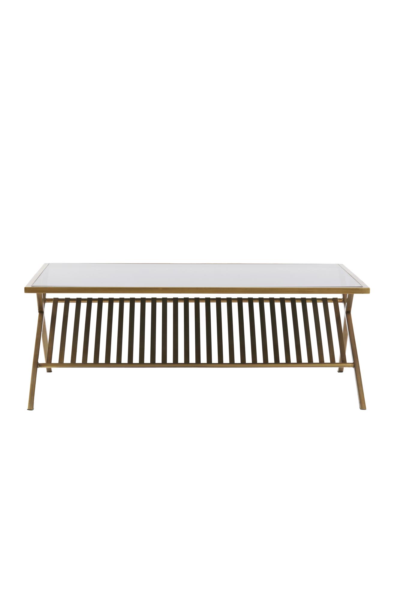 Ezra Salontafel 110x70x40 cm glas smoke+antiek brons