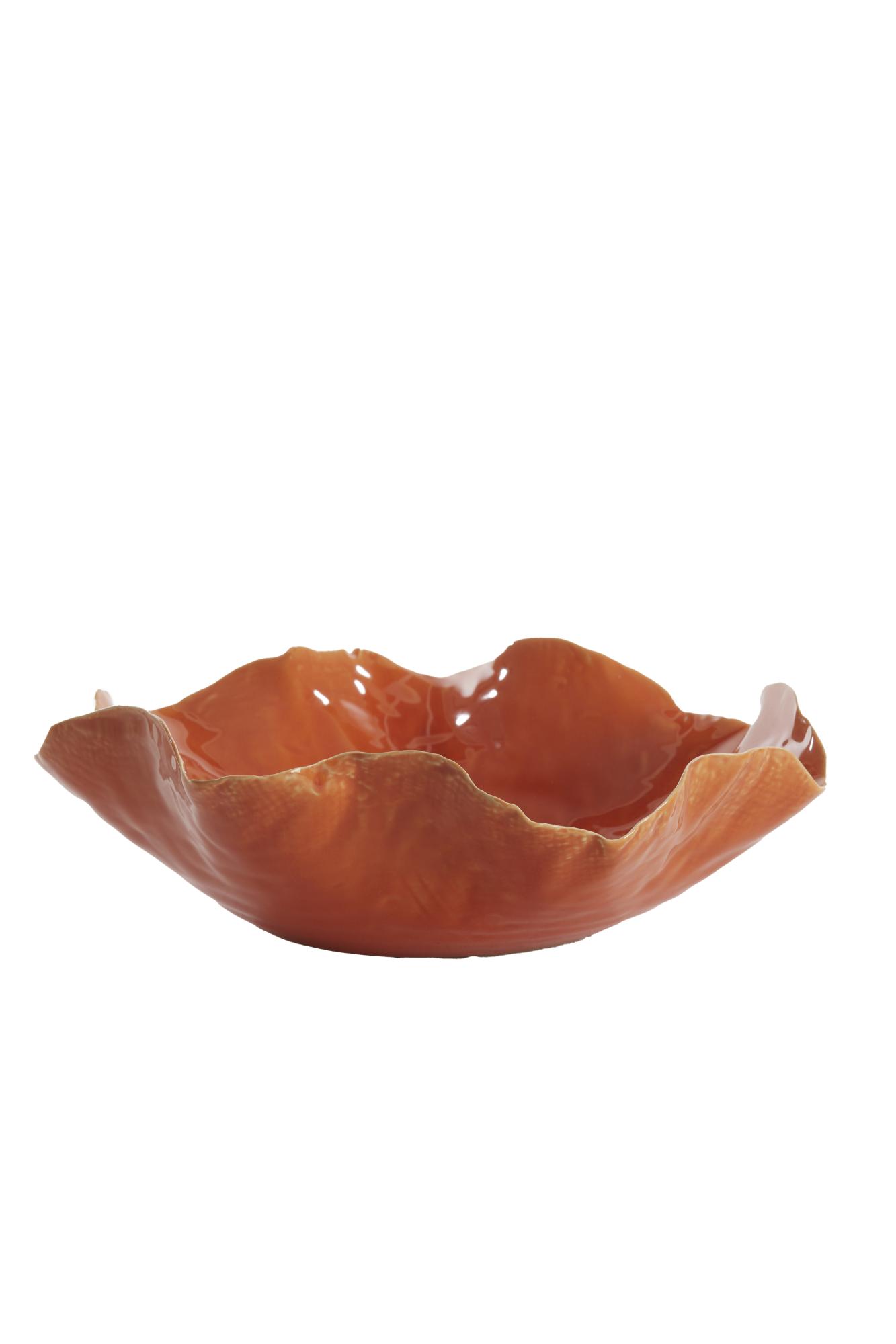 Banda Schaal 34x31x11 cm keramiek oranje