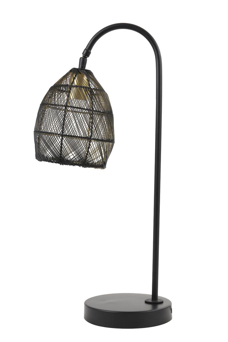 Meya Tafellamp 23x18x60 cm mat zwart+goud
