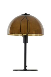 Mellan Tafellamp Ø30x45 cm mat zwart+glas bruin