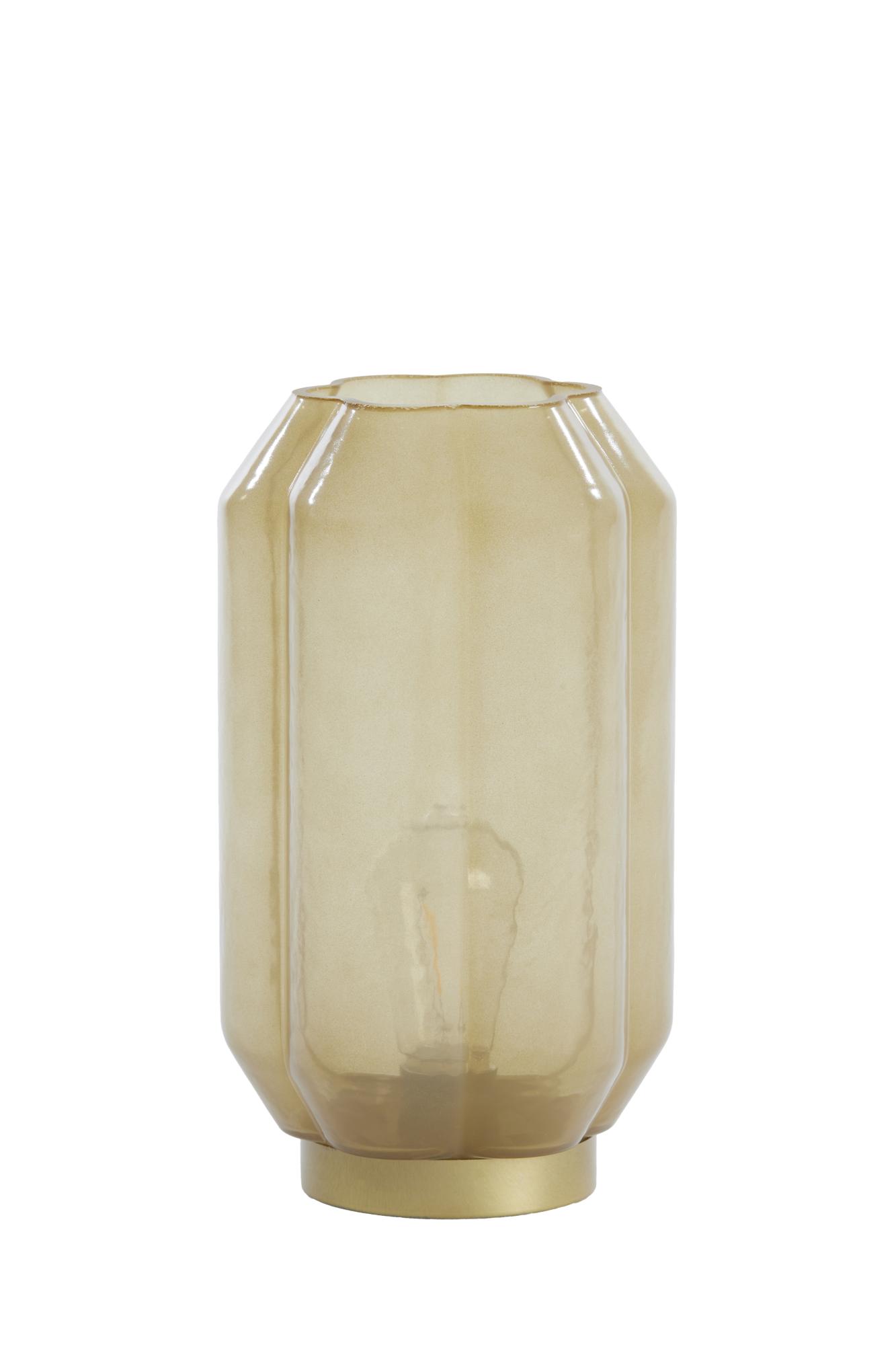 Yvias Tafellamp LED Ø15x27 cm glas melk licht geel+goud