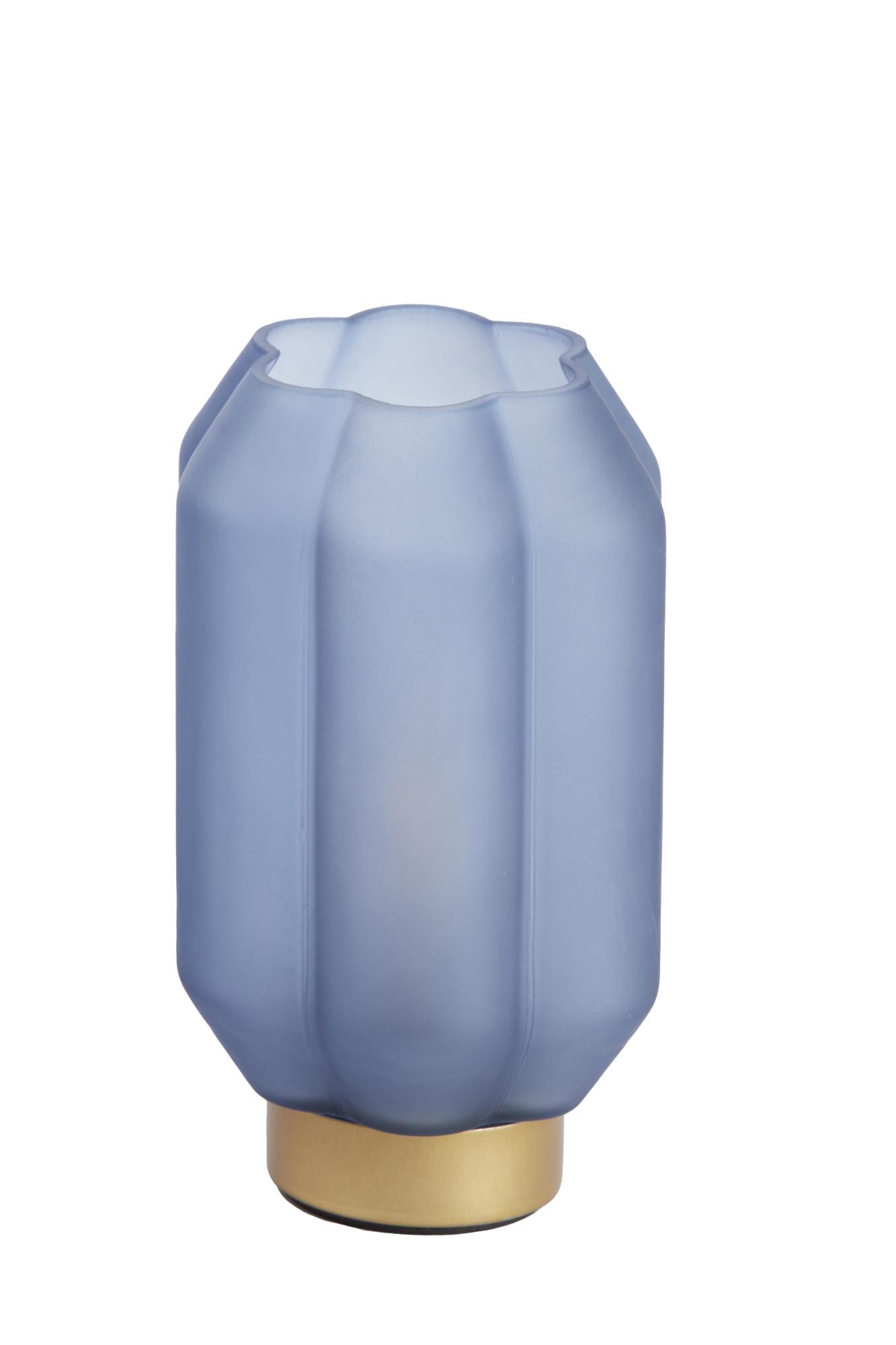 Yvias Tafellamp LED Ø15x27 cm glas mat donker blauw+goud