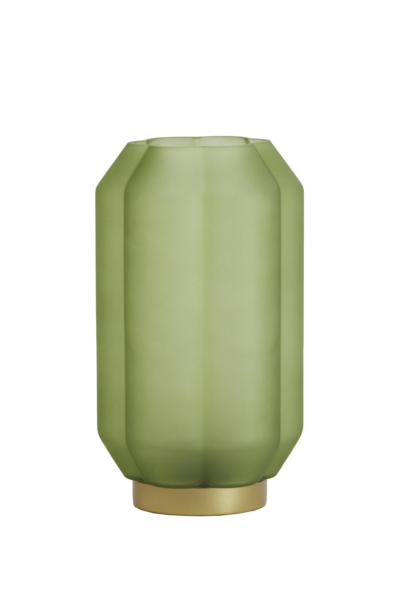 Yvias Tafellamp LED Ø15x27 cm glas mat groen+goud