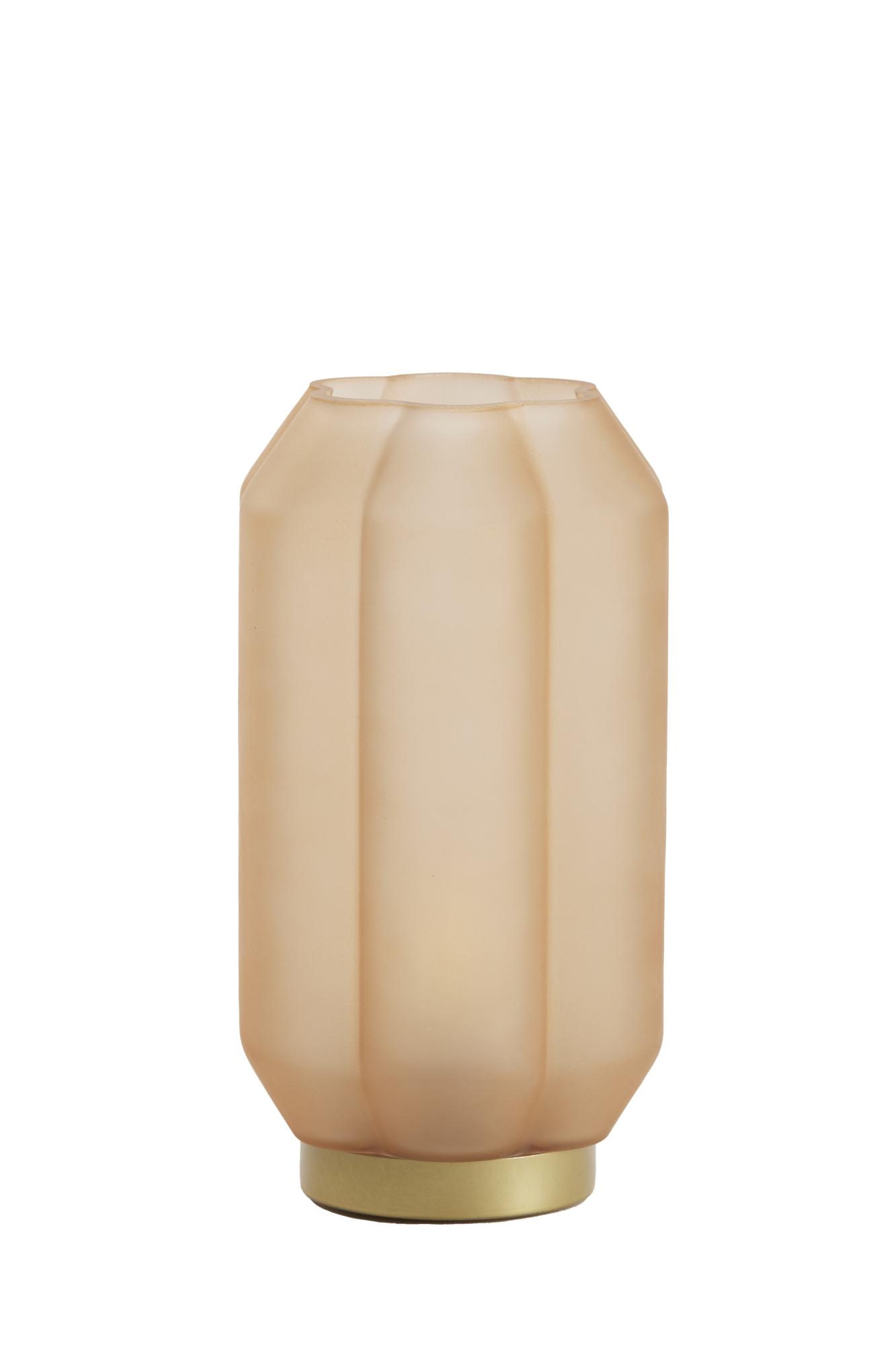 Yvias Tafellamp LED Ø15x27 cm glas mat perzik+goud