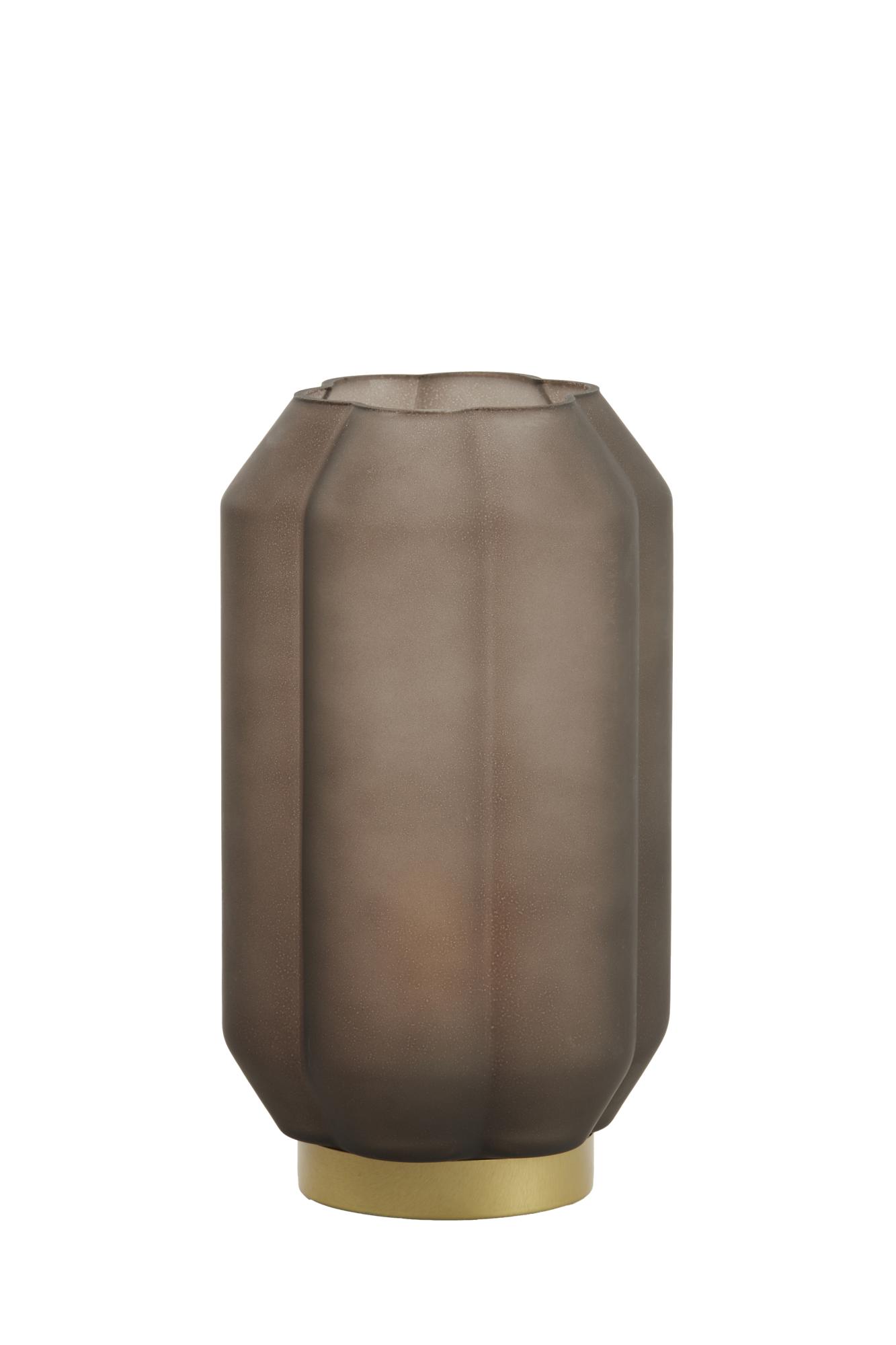 Yvias Tafellamp LED Ø15x27 cm glas mat donker bruin+goud