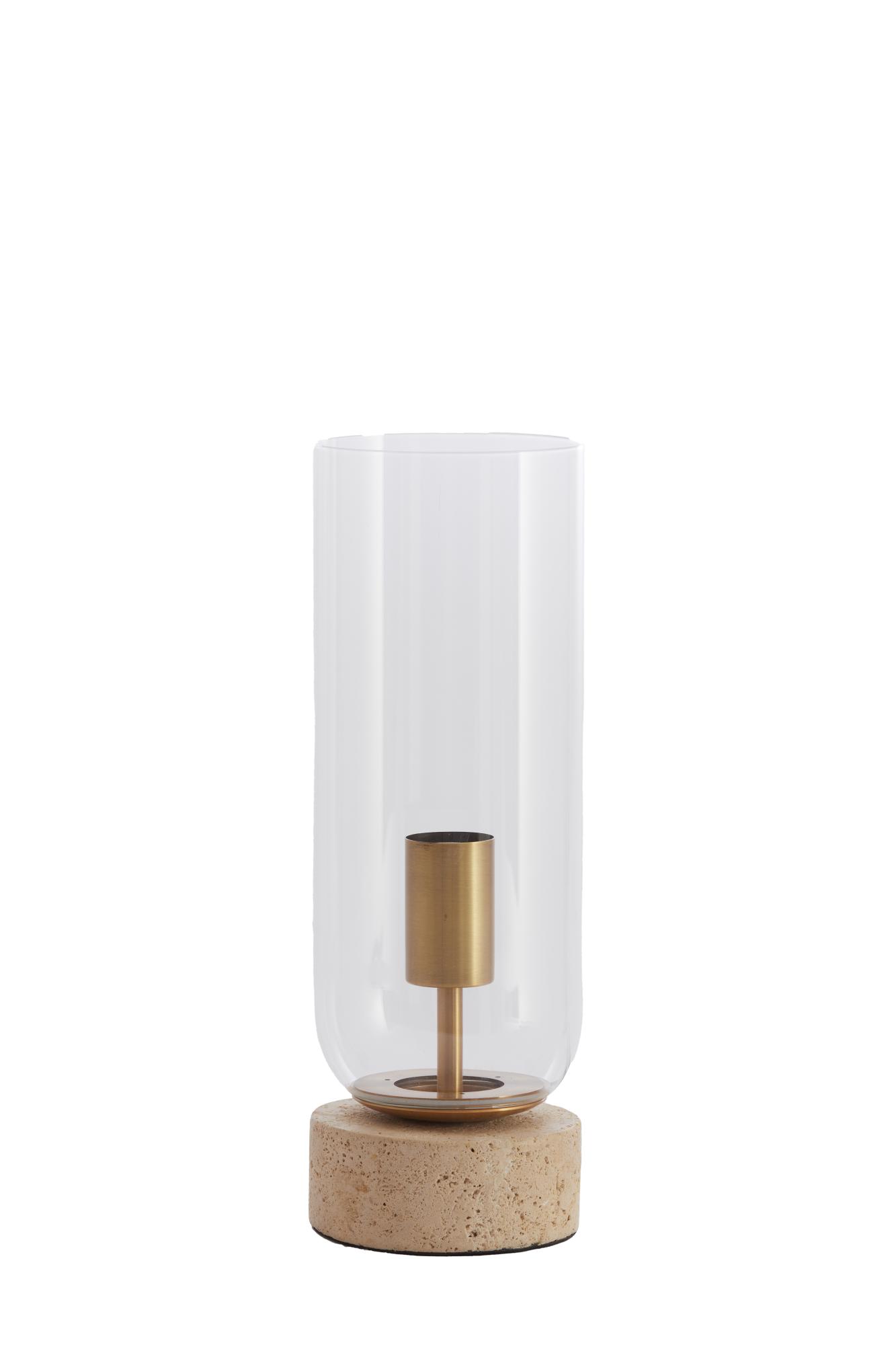 Rylano Tafellamp Ø12x35 cm glas helder+zand+antiek brons