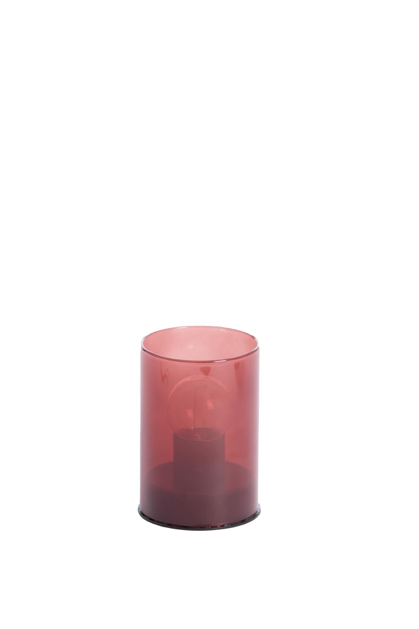 Vazolla Tafellamp LED Ø7x10 cm glas melk bordeaux