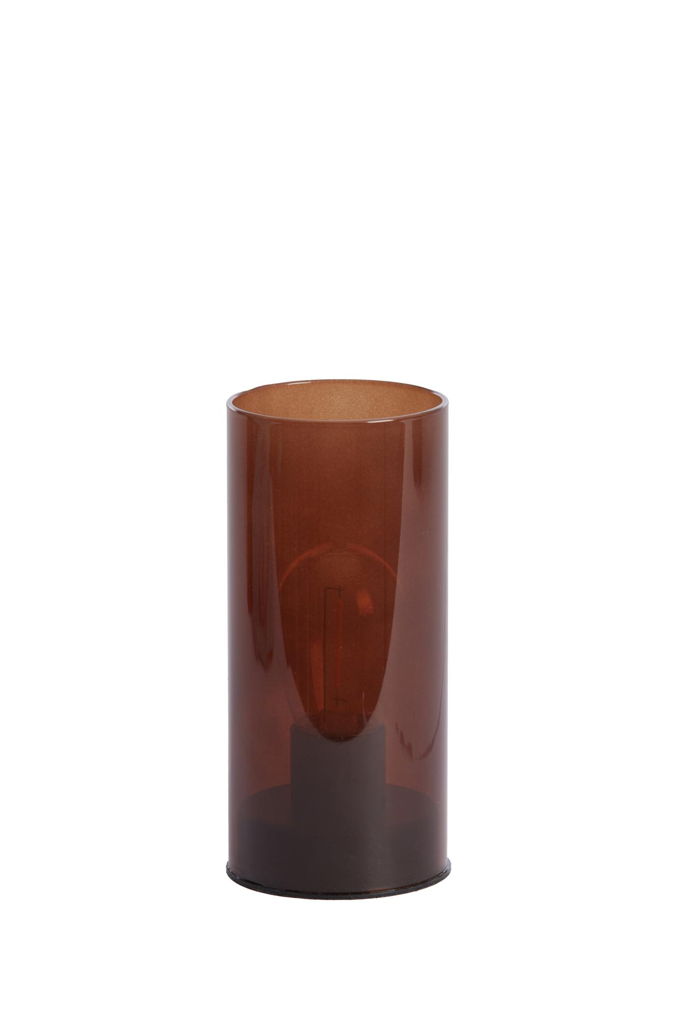Vazolla Tafellamp LED Ø7x15 cm glas melk donker bruin