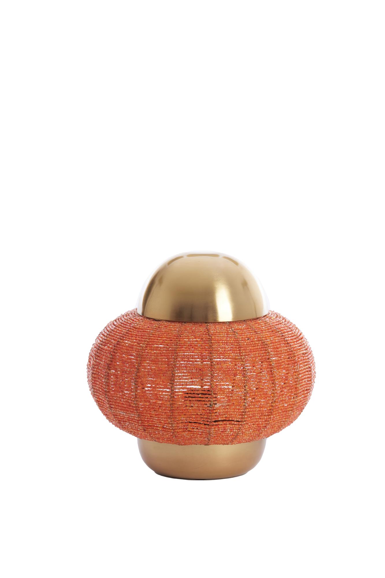 Cetara Tafellamp Ø25x26 cm kralen oranje+brons