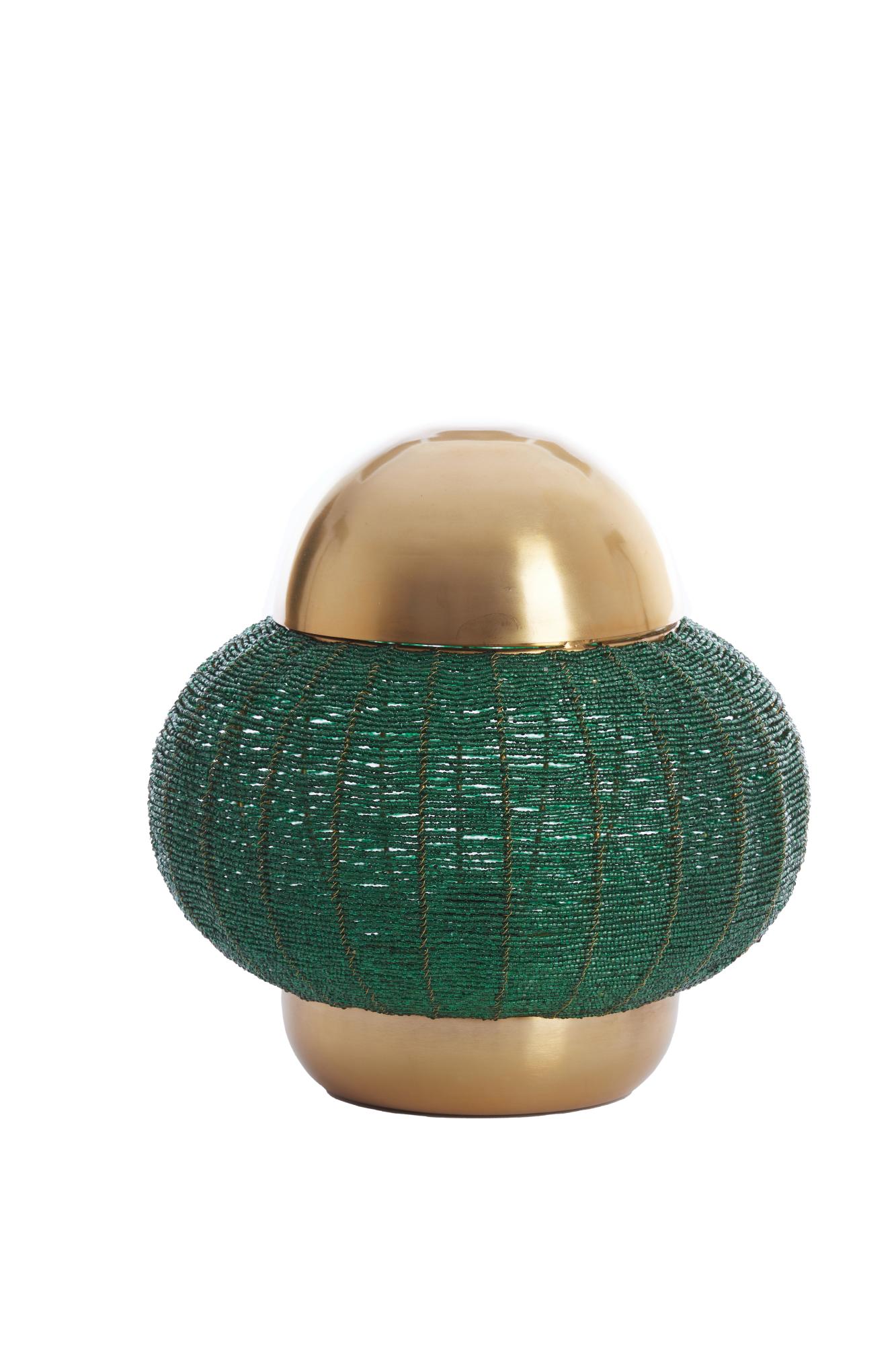 Cetara Tafellamp Ø32x33 cm kralen donker groen+brons